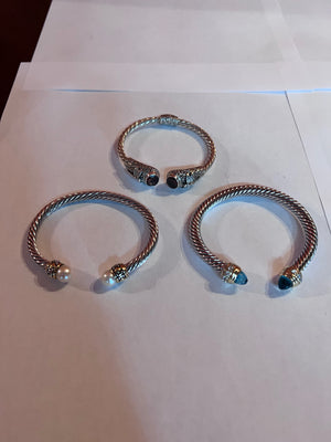 3 Women's Sterling Silver Bracelets Lot