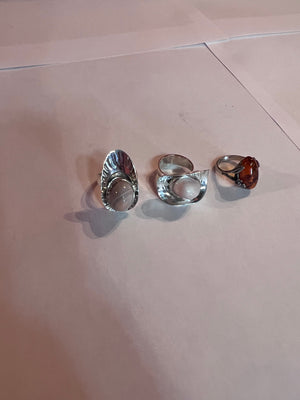 3 Sterling Silver Rings Lot