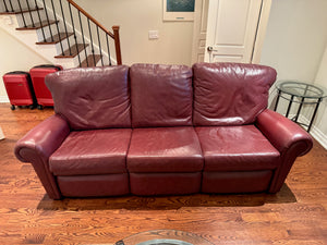 3-Seater Red Leather Sofa