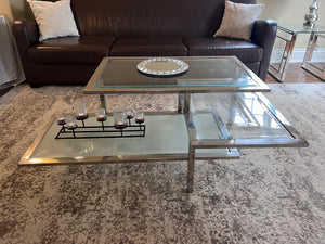 3-Tier Glass & Chrome Coffee Table