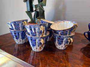 7 Vintage Imperial Lomonosov USSR "Radiant Basket" Cups & Saucers