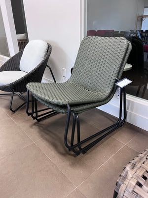 3 Silver Bay Steel Wicker Stacking Armless Chairs, Green