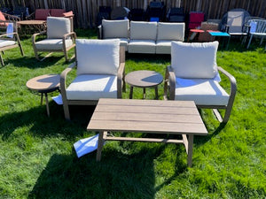 5-Piece Patio Conversation Set- 2 Chairs, 2 Side Tables, 1 Coffee Table