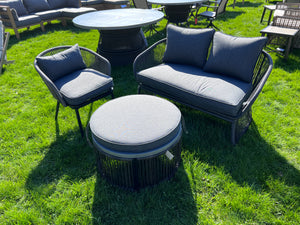 3 Piece Wicker and Steel Grey Conversation Set