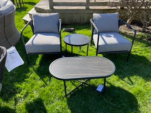 4 Piece Conversation Set w/Grey Cushions