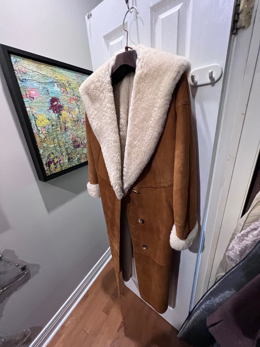 Women's 'The Golden Fleece' Long Sheepskin Coat with Hood, Made in Can
