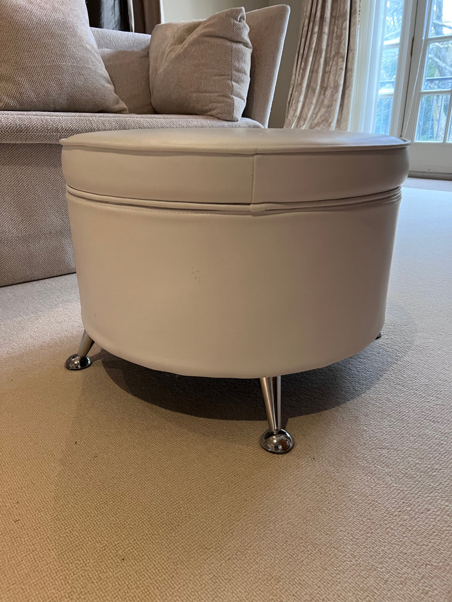 HomeSense Faux Leather Storage Ottoman, White (*retail price 99