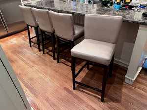 4 Cream/Beige Leather Counter Stools