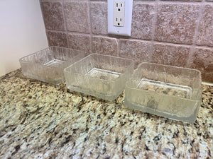 3 Vintage Hoya Japan Glass Square Bowls