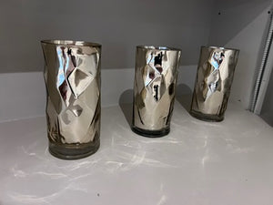 3 Silver Decorative Vases