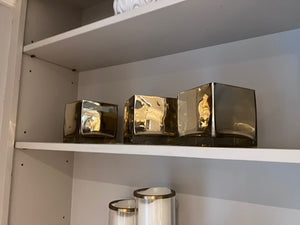 3 Square Gold Decorative Vases