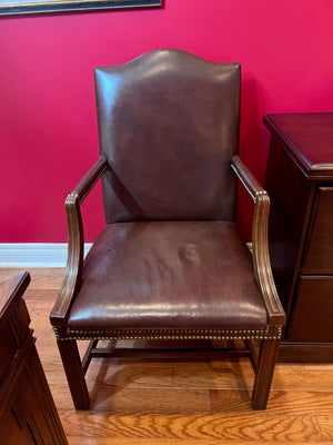 "Hickory Chair" Brown Leather Armchair