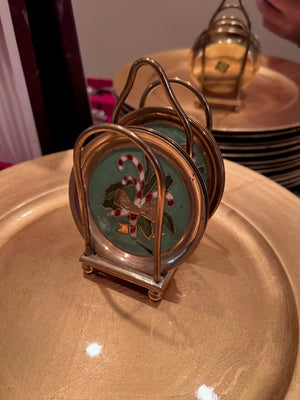 6 Solid Brass Made in India "Christmas" Coasters