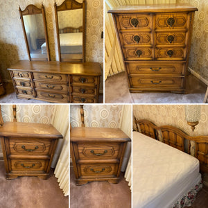 5 Piece Solid Wood Bed Set(King Headboard)