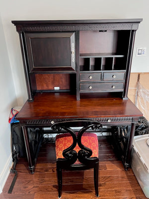 "Aspenhome" Dark Brown Desk Hutch + Chair