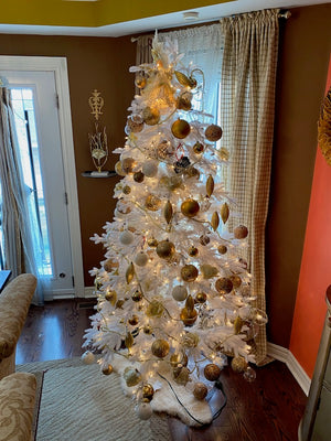 7ft Indoor White Christmas Tree with Lights and Ornaments