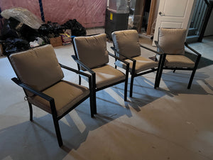 4 Patio Dining Chairs with Beige Cushions