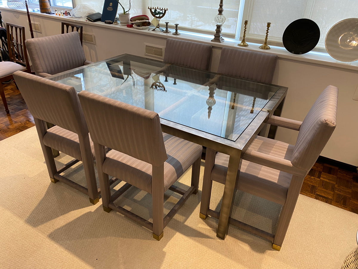 Vintage Glass Dining Table, Metal Frame + 6 Chairs Sell My Stuff