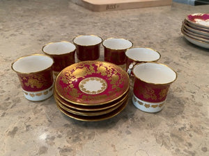 6 Hammersley Bone China Demitasse Cups & Saucers