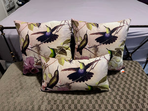 3 Urban Barn Hummingbird Pillows- Retail $75 (BRAND NEW)