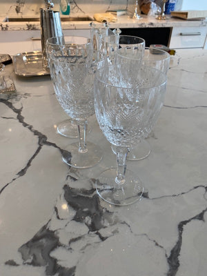5 Waterford Colleen Tall Stem Water Crystal Glasses
