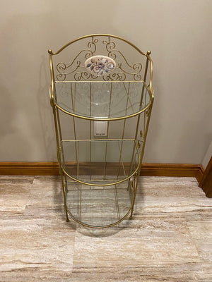 3 Tier Glass & Metal Shelving Unit