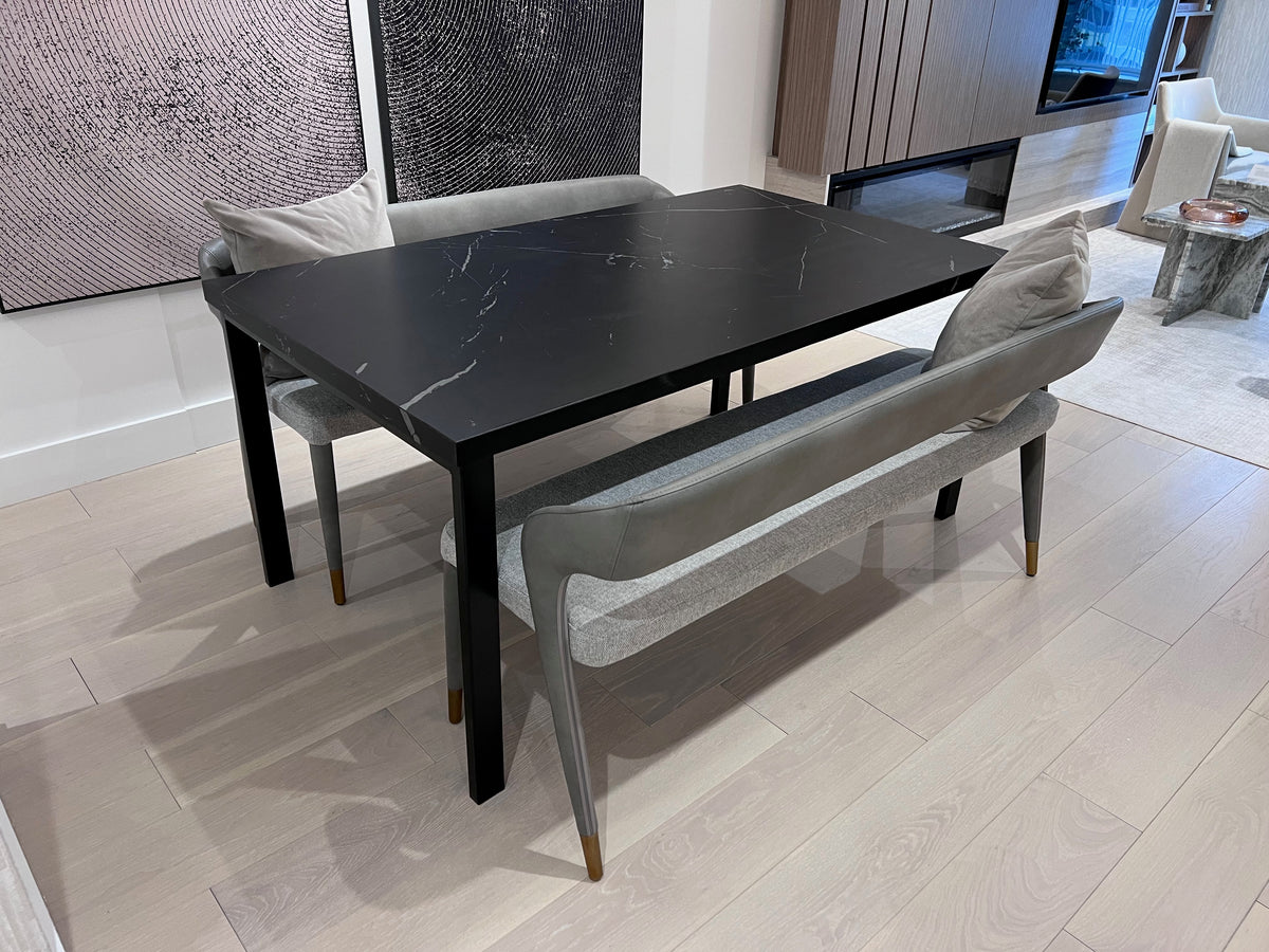 *BRAND NEW Custom Made Black Porcelain Top Dining Table, with 2 Sunpan