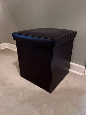 Abbott Faux Brown Leather Storage Ottoman