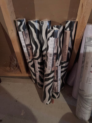 6 Brand New Rolls of- Zebra Print Black & White Natural FX Wallpaper