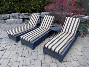 3 Wicker Outdoor Patio Chaise Loungers with Sunbrella Cushions