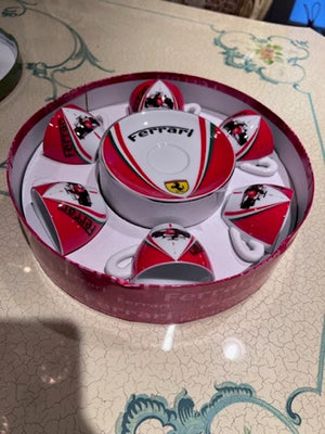 6 Brand New Ferrari Espresso Cups & Saucers