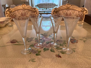 4 Mikasa Glass Champagne Flutes