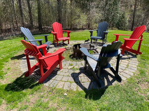 6 "Leisure Line" Adirondack Chairs (3 Grey, 3 Red)