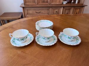 3 Royal Crown Derby Medway/Burford A814 Cups and Saucers (+ 7 extra saucers)