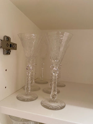 6 Crystal Champagne Glasses