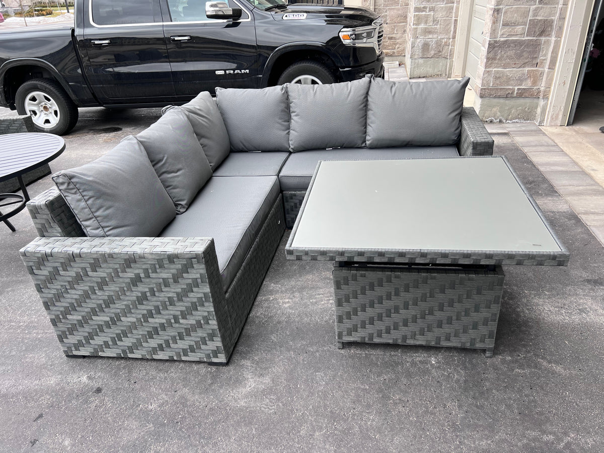 InsideOut Patio Sectional with Adjustable Cocktail Table Grey Sell My Stuff Canada Canada's