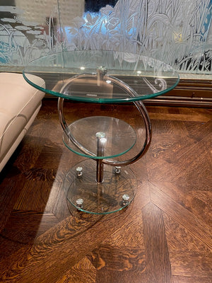 3 Tier Glass/Chrome Accent Table