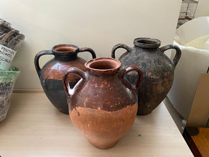 3 Vintage "Primitive Style" Ceramic/Pottery Vases