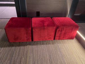3 Red Cube Ottomans
