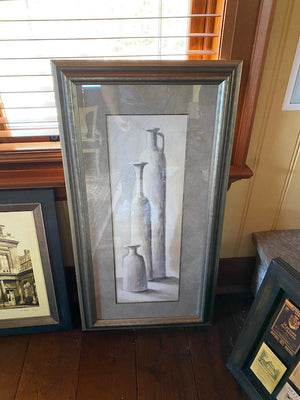 3 White Vases Signed & Framed Print