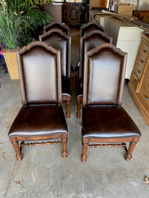 6 Bernhardt Brown Leather Dining Chairs