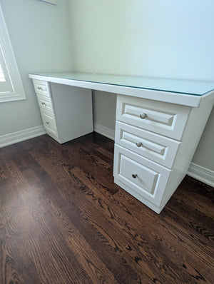 White Desk with Glass Top
