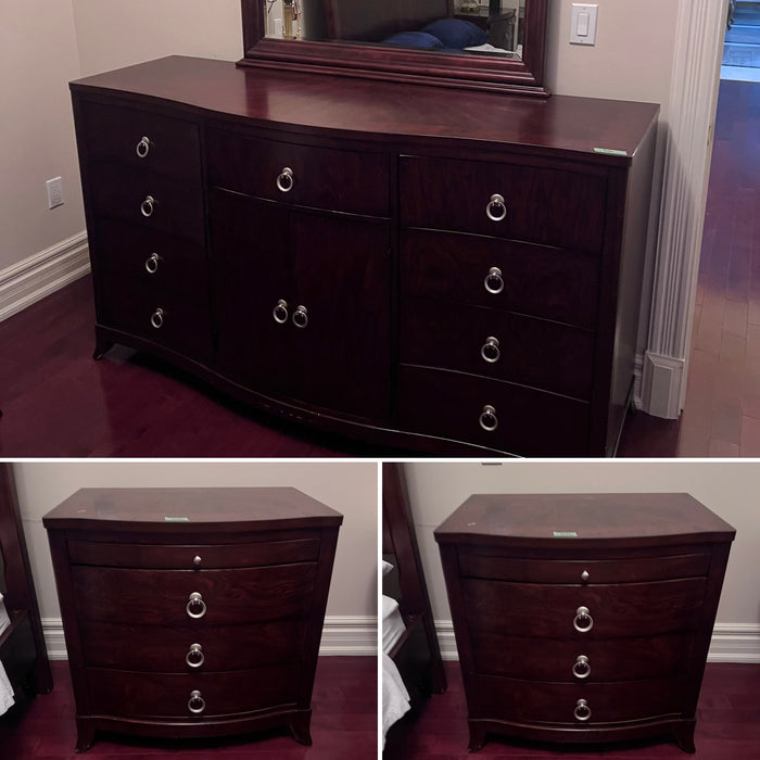 Dresser with Mirror + 2 Nightstands