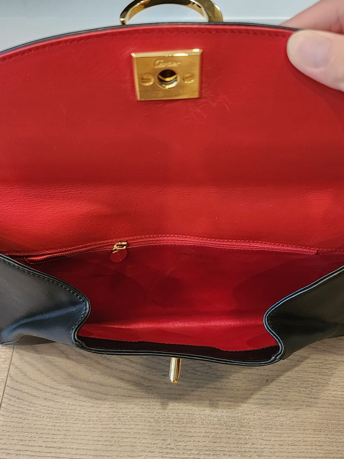 Cartier Panthere Clutch Bag in Black and Red Leather