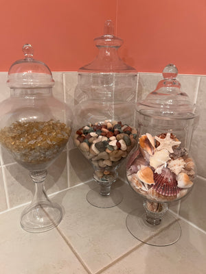 3 Glass Apothecary Jars Lot