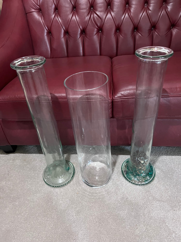 3 Floor glass vases lot