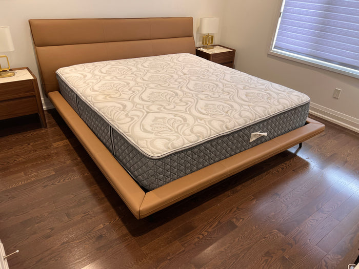 Mobilia King Leather Bed Frame with *like new Beautyrest Imperial Lux Mattress (*retail $4,500)
