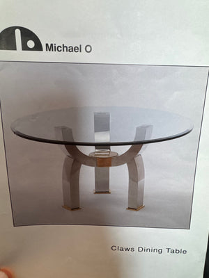 Michael O Custom 'Claws Dining Table', Hand Formed Stainless Steel + Custom Glass Top (*paid $5,950 + $3,000 for glass)