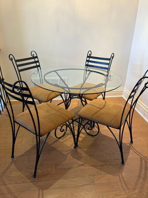 Round Glass Kitchen Table with 4 Chairs- 42” dia