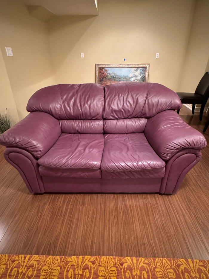 Purple-Brown Faux Leather Love Seat